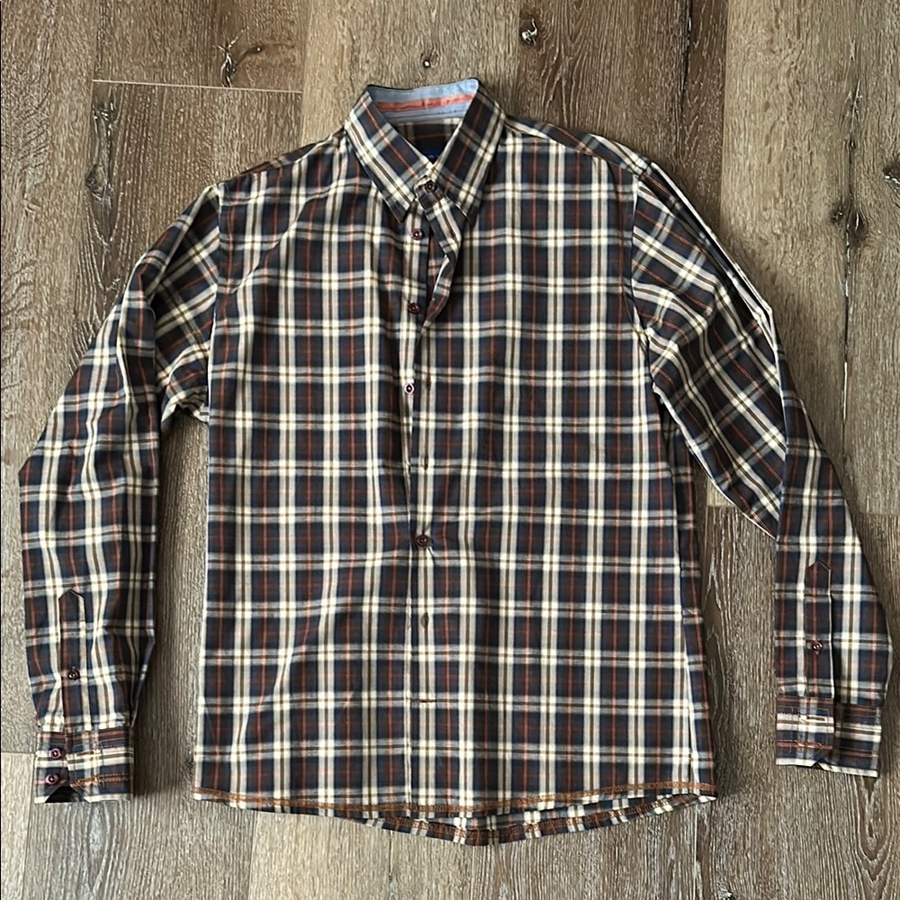 Plaid Men's Shirt - Brown and Beige
